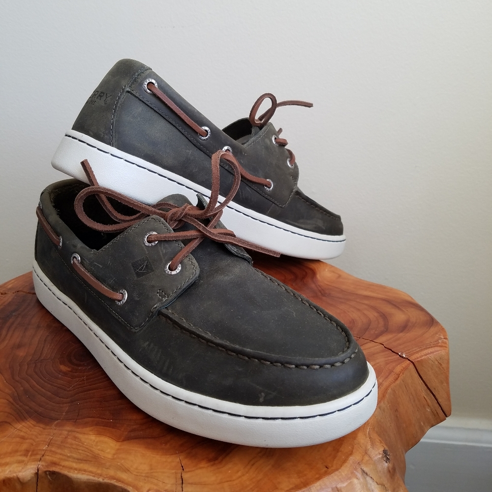 Dark green leather sperry loafers - Picture 4 of 4